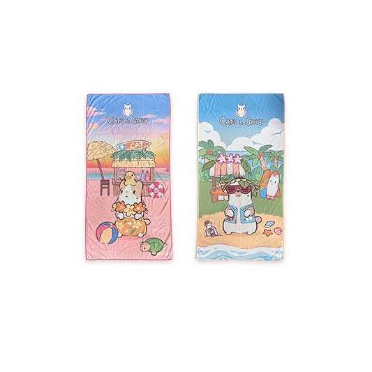 Cats and Soup X V-Square - Big Towel - V-SQUARE - Towel - Harumio
