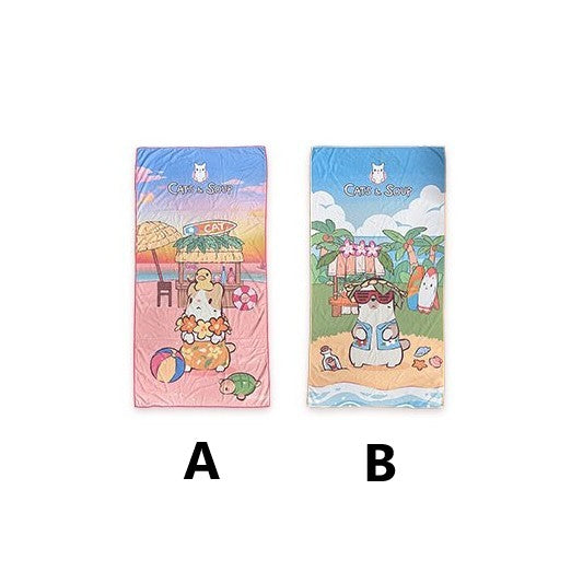 Cats and Soup X V-Square - Big Towel - V-SQUARE - Towel - Harumio