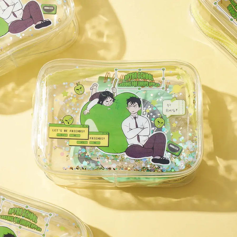 After School Lessons For Unripe Apples - Clear Glitter Pouch - Webtoon Friends - Pouch Bag - Harumio
