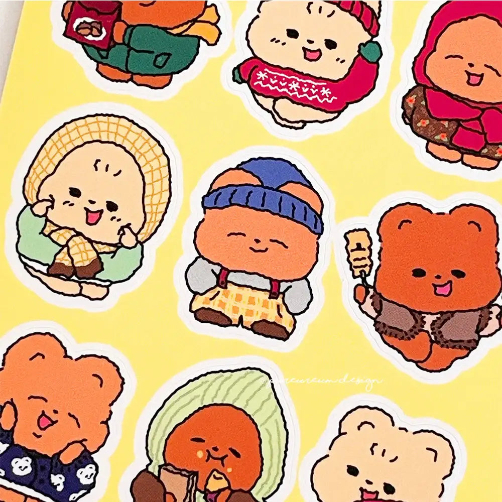 Pureureumdesign - Cupid Bear Winter Lookbook Sticker - Pureureumdesign - Home & Living, Accessories - Harumio