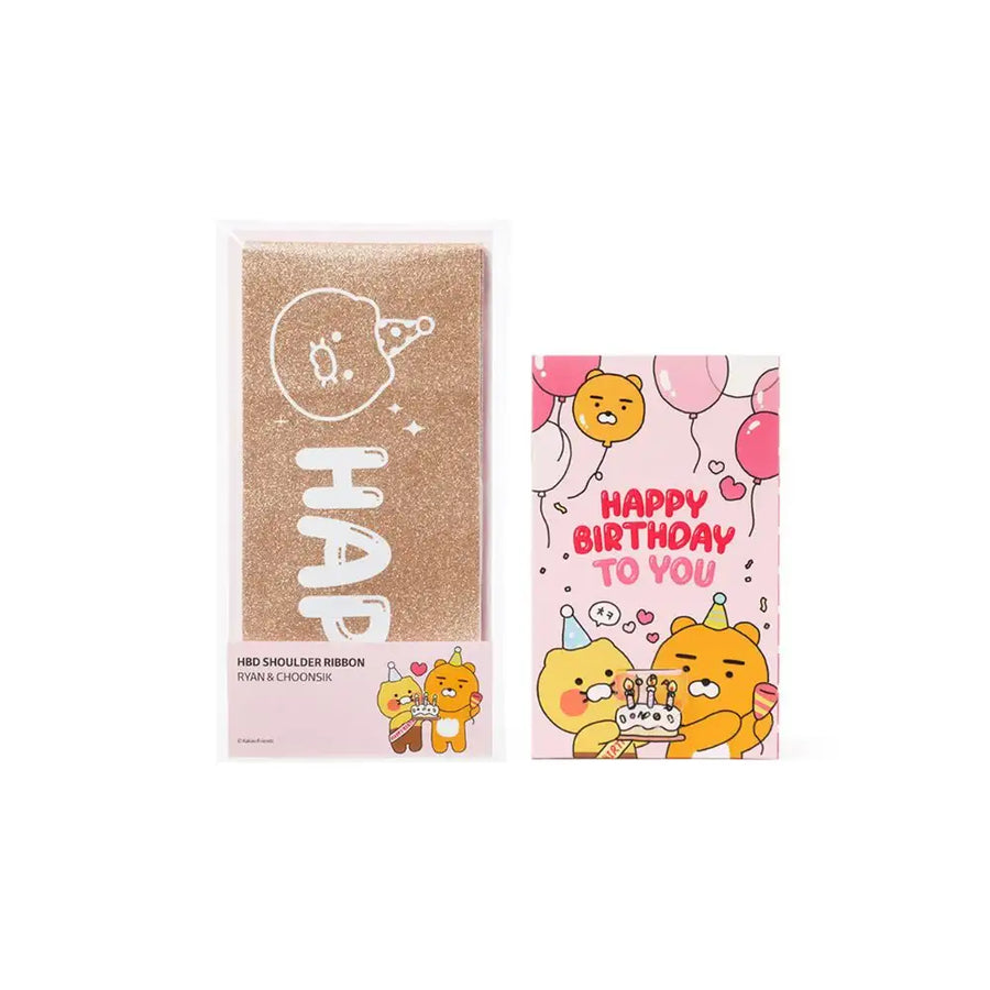 Kakao Friends - Ryan & Choonsik Happy Birthday Shoulder Ribbon Firecracker Card Set - Kakao Friends - Home & Living, Accessories - Harumio