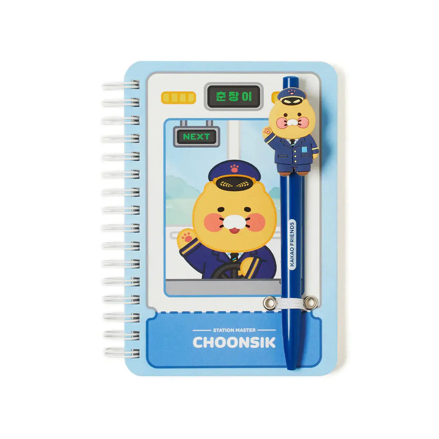 Kakao Friends - Choonsik Station Master Notebook & Pen Set - Kakao Friends - Accessories - Harumio