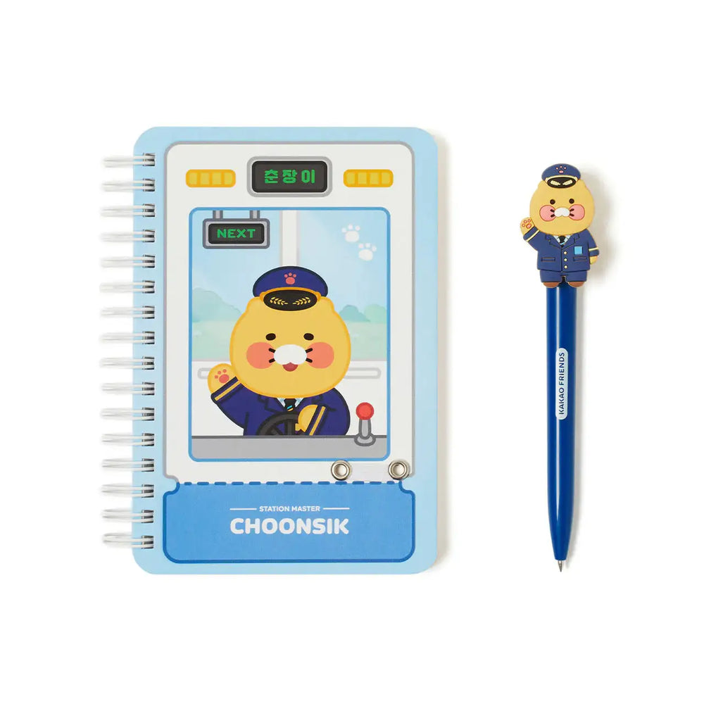 Kakao Friends - Choonsik Station Master Notebook & Pen Set - Kakao Friends - Accessories - Harumio
