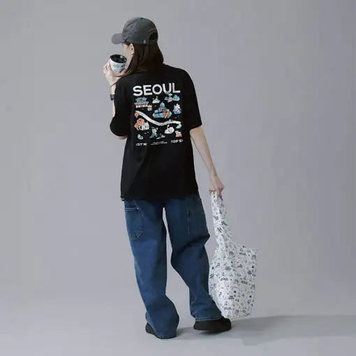BT21 - Seoul Edition Short Sleeve T-Shirt VER.1 (Black) - Line Friends - T-Shirt - Harumio