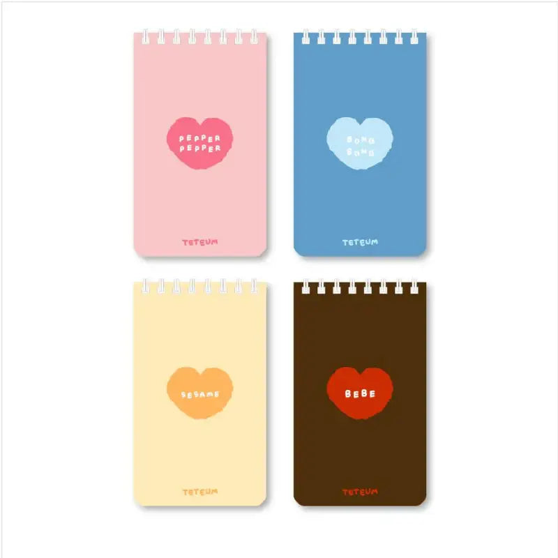 Teteum - Heart Mini Spring Note - Teteum - Stationery - Harumio Teteum - Heart Mini Spring Note - Teteum - Stationery - Harumio