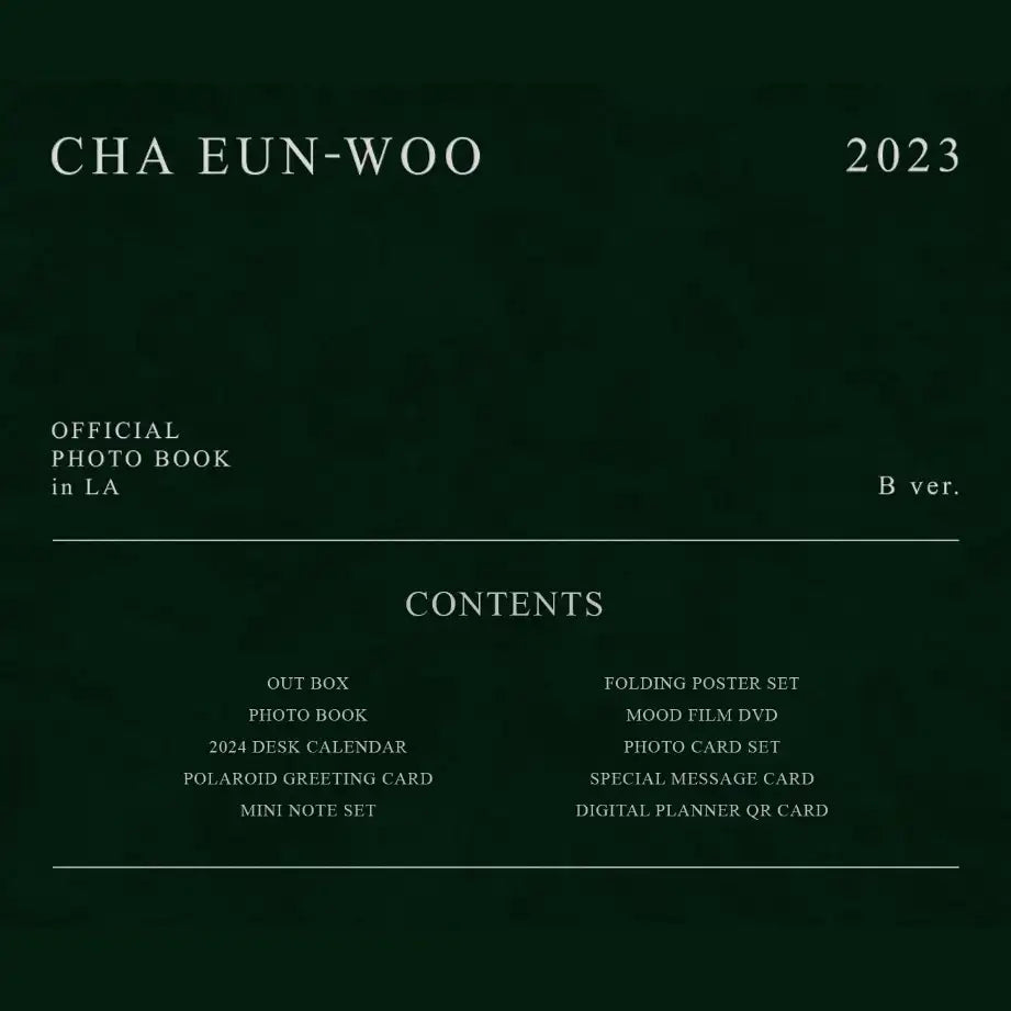 Cha Eun-Woo (ASTRO) - 2023 Official Photo Book in LA (B ver.) - Apple Music Co., Ltd. / Fantagio - Merchandise - Harumio
