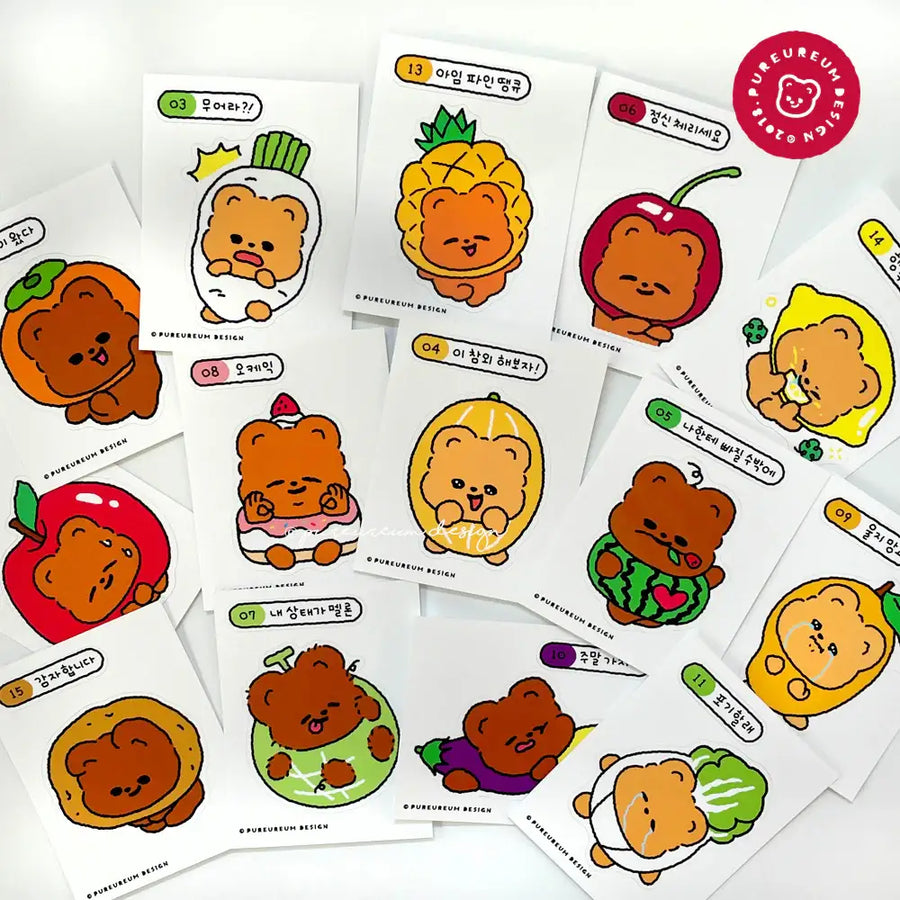 Pureureum Design - Cupid Bear Food Drip Random Removable Sticker 2 Types - Pureureum Design - Home & Living, Accessories - Harumio