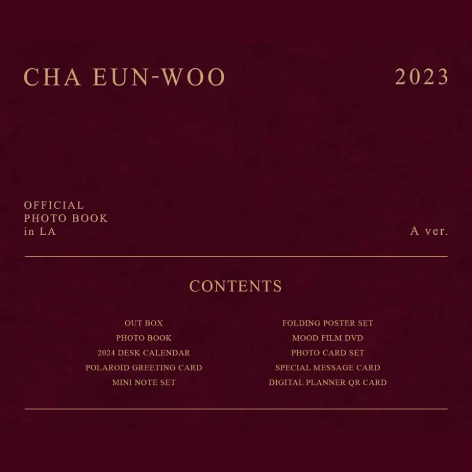 Cha Eun-Woo (ASTRO) - 2023 Official Photo Book in LA (A ver.) - Apple Music Co., Ltd. / Fantagio - Merchandise - Harumio