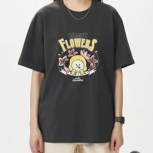 BT21 - CHIMMY Flowers in the Garden Short Sleeve T-Shirt - BT21 - T-Shirt - Harumio