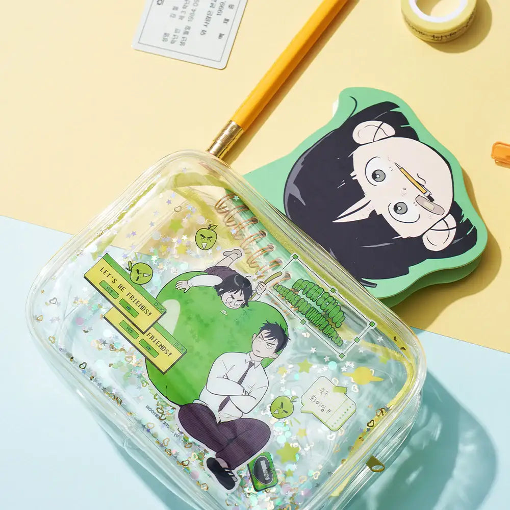 After School Lessons For Unripe Apples - Clear Glitter Pouch - Webtoon Friends - Pouch Bag - Harumio