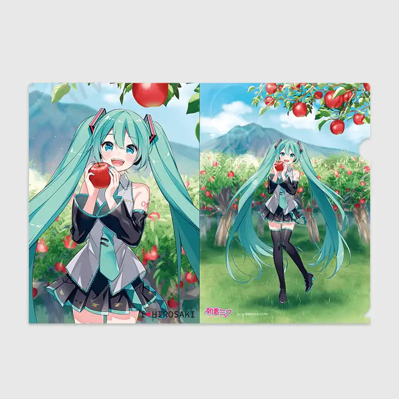 Hatsune Miku x Hirosaki Ringo x ANIPLUS - Clear File Art by Minoru Asagao - ANIPLUS - Clear File - Harumio