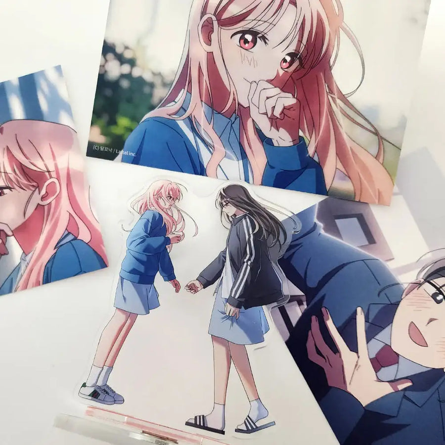 Pyramid Game - Harin & Ja-eun Rotating Acrylic Stand & Postcard Set - Webtoon Friends - Acrylic Stand - Harumio