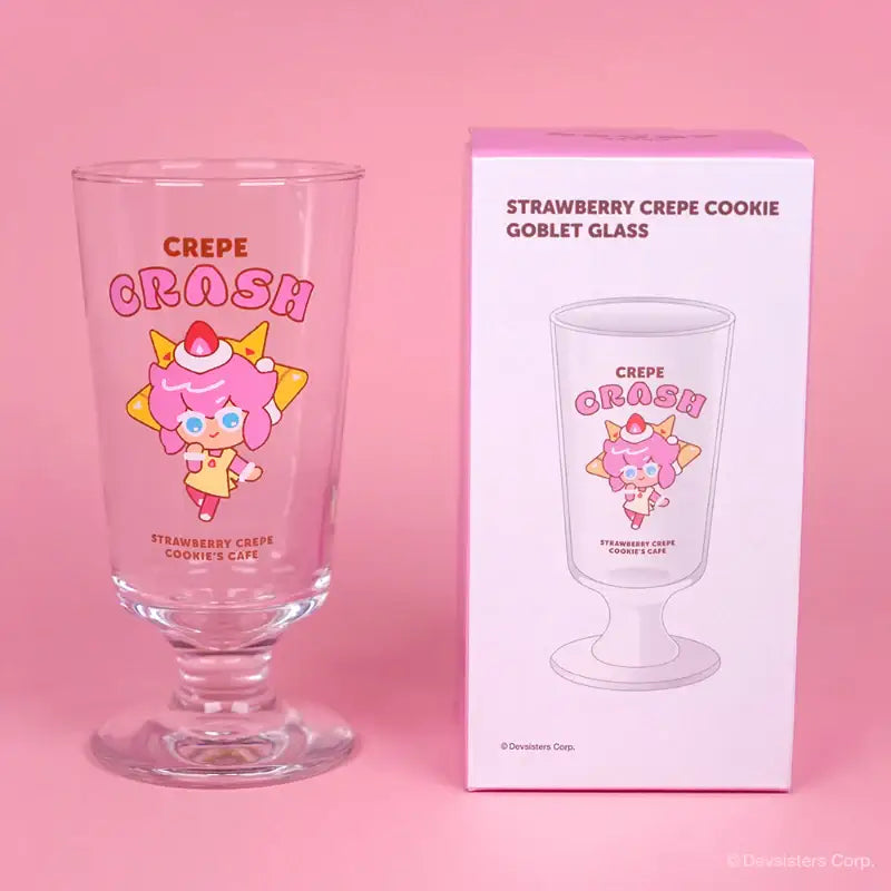 Cookie Run - Crepe Crash Strawberry Crepe Flavor Cookie Goblet Glass - Cookie Run - Glass - Harumio Cookie Run - Crepe Crash Strawberry Crepe Flavor Cookie Goblet Glass - Cookie Run - Glass - Harumio