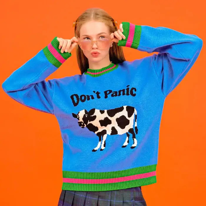 Wiggle Wiggle - Don't Panic Milk Cow Over Knit - Wiggle Wiggle - Slippers - Harumio
