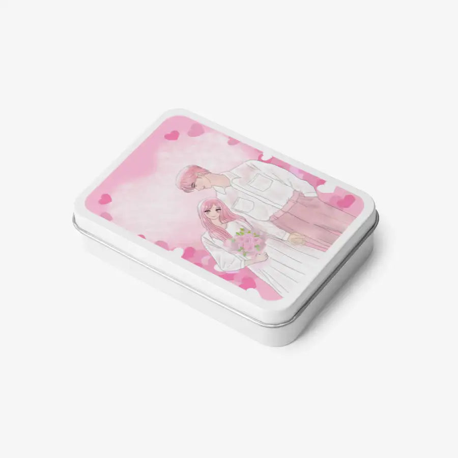 Rottie Pink - Pink Heart Couple Tin Case - Marpple Shop - Tin Case - Harumio