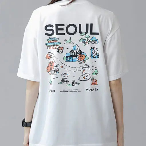 BT21 - Seoul Edition Short Sleeve T-Shirt VER.1 (White) - Line Friends - T-Shirt - Harumio