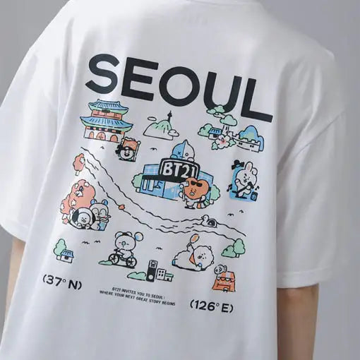 BT21 - Seoul Edition Short Sleeve T-Shirt VER.1 (White) - Line Friends - T-Shirt - Harumio