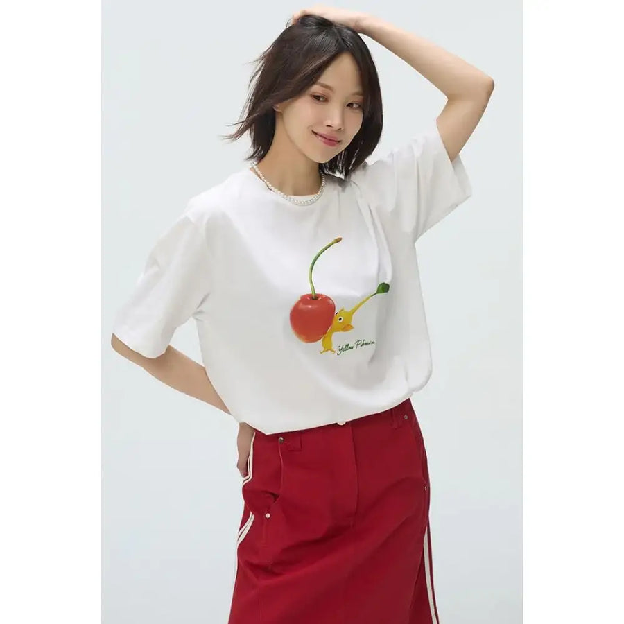 SPAO x PIKMIN - Mix Cherry Short Sleeve T-Shirt - SPAO - T-Shirt - Harumio