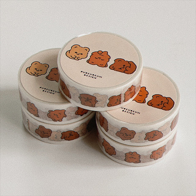 Pureureumdesign - Cupid Bear Somersault Masking Tape (15mm)