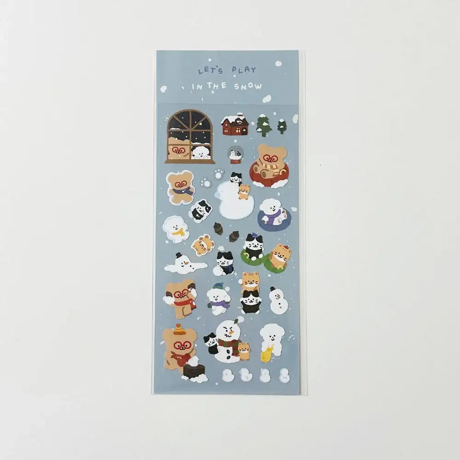 Teteum - Let's Play in the Snow Sticker - Teteum - Stationary - Harumio
