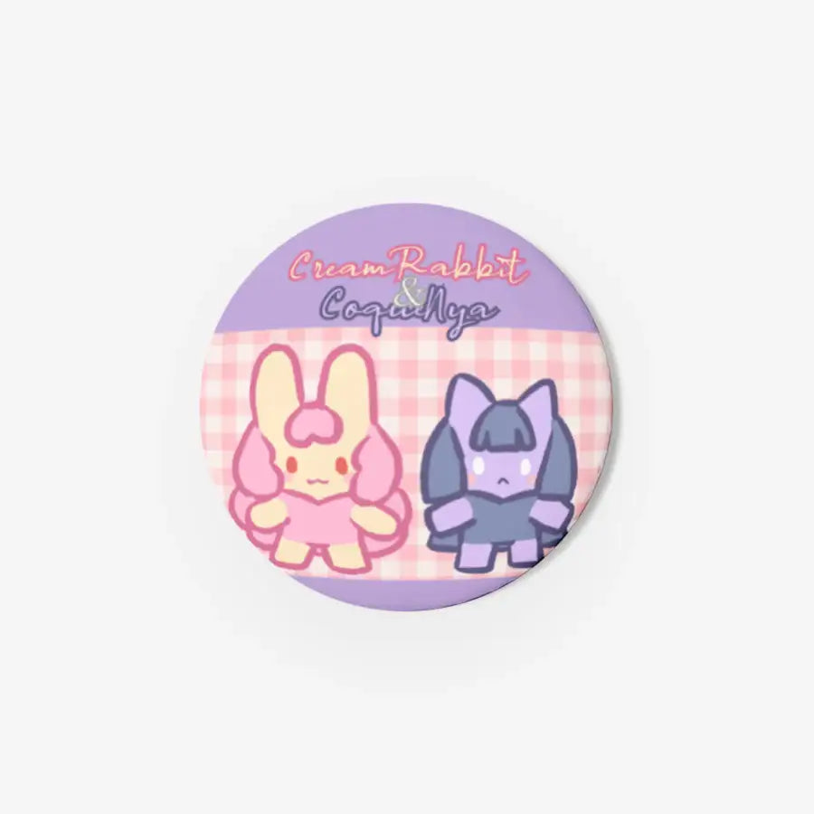 Peach Tart - Cream Rabbit & Cocoon Cat Pin Button - Marpple Shop - Pin Button - Harumio