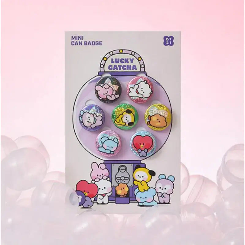 Line Friends x BT21 - Minini Lucky Gacha Mini Can Badge Set - BT21 - Can Badge - Harumio