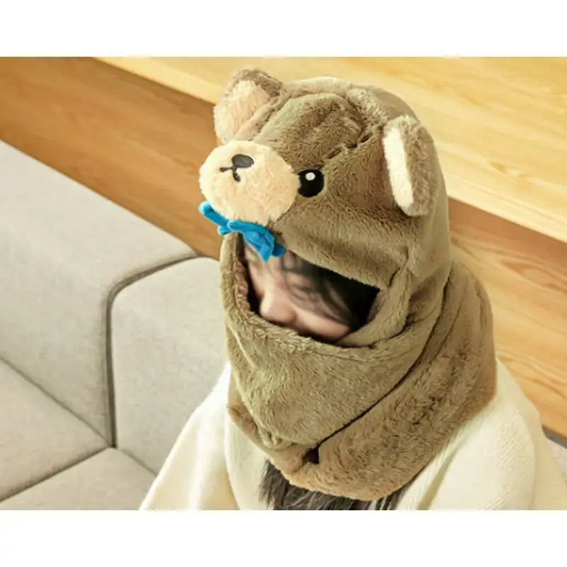 Maplestory - Brown Teddy Hooded Scarf - Maplestore - Hooded Scarf - Harumio