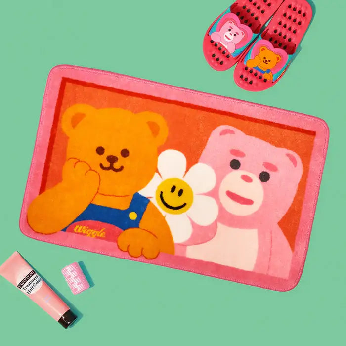 Wiggle Wiggle x Bellygom - Bear Flower Floor Mat - Wiggle Wiggle - Slippers - Harumio