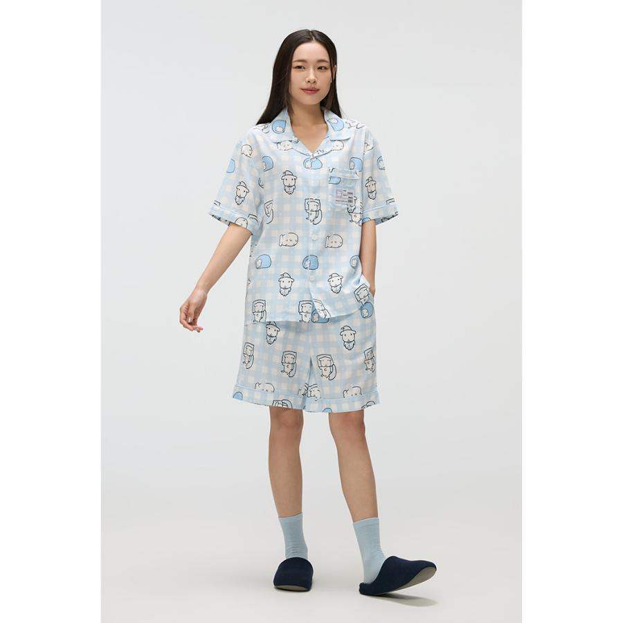 ★SPAO★ GANADI HALF SLEEVE PAJAMA LIGHT BLUE SPPPF38U02 SPAO x Ganadi - Short Sleeve Pajamas Set (LIGHT BLUE) – Harumio