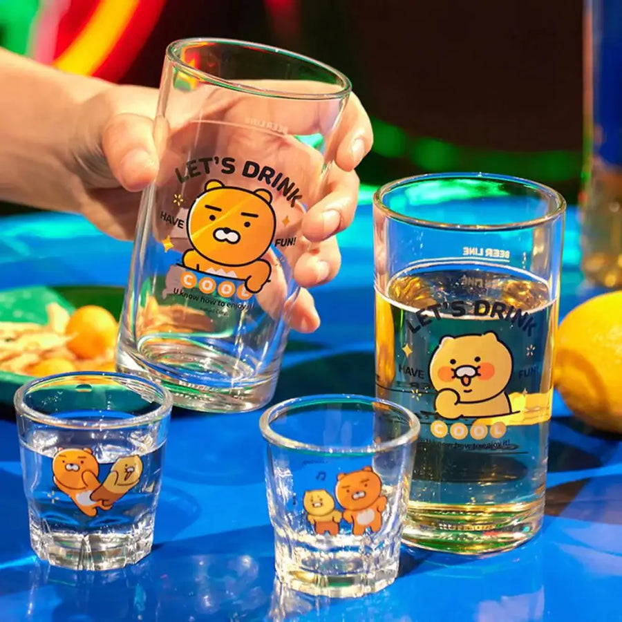 Kakao Friends - Ryan & Choonsik Soju & Beer Glass 4P-Set - Kakao Friends - Glass Cup - Harumio