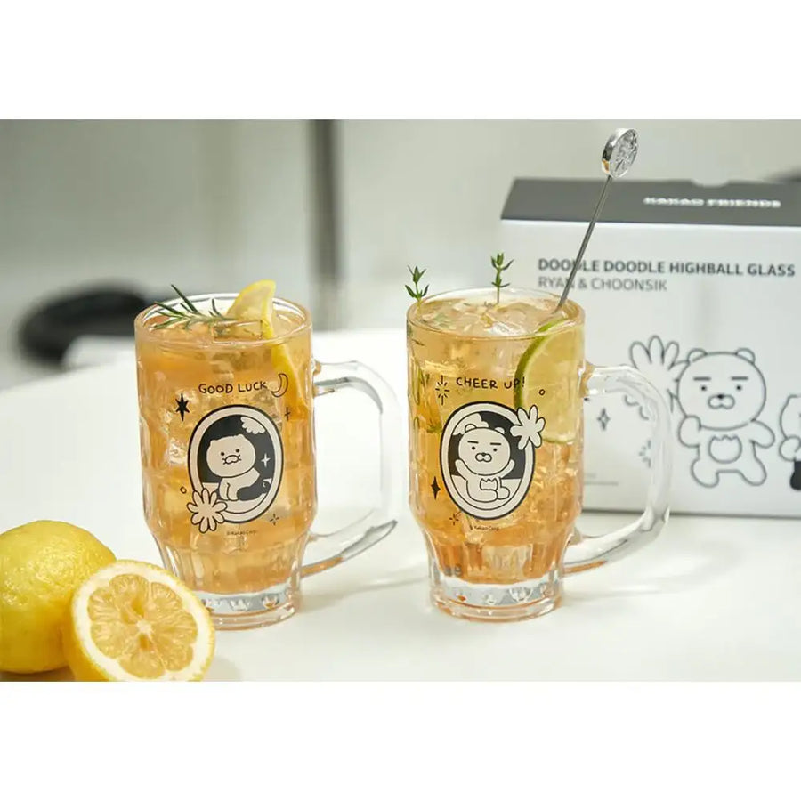 Kakao Friends - Doodle Doodle Ryan & Choonsik High Glass Set - Kakao Friends - Home & Living, Accessories - Harumio