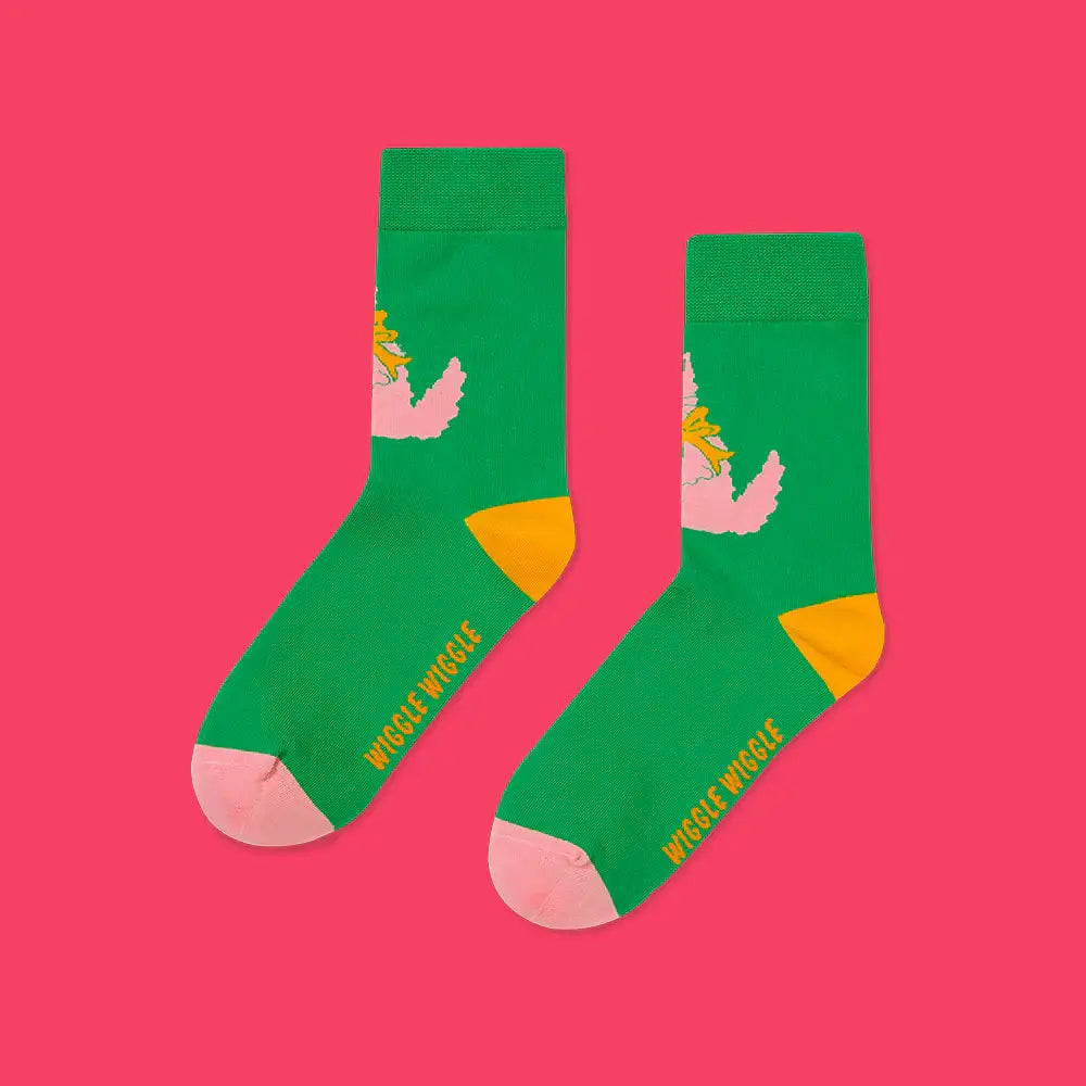 Wiggle Wiggle - Kitten Green Patterned Socks - Wiggle Wiggle - Home & Living, Accessories - Harumio