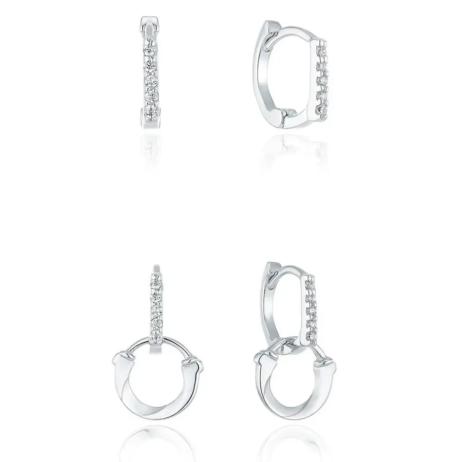OST - Lucky Lock Two Way Horseshoe Stone Silver Earring - OST - Jewelry - Harumio