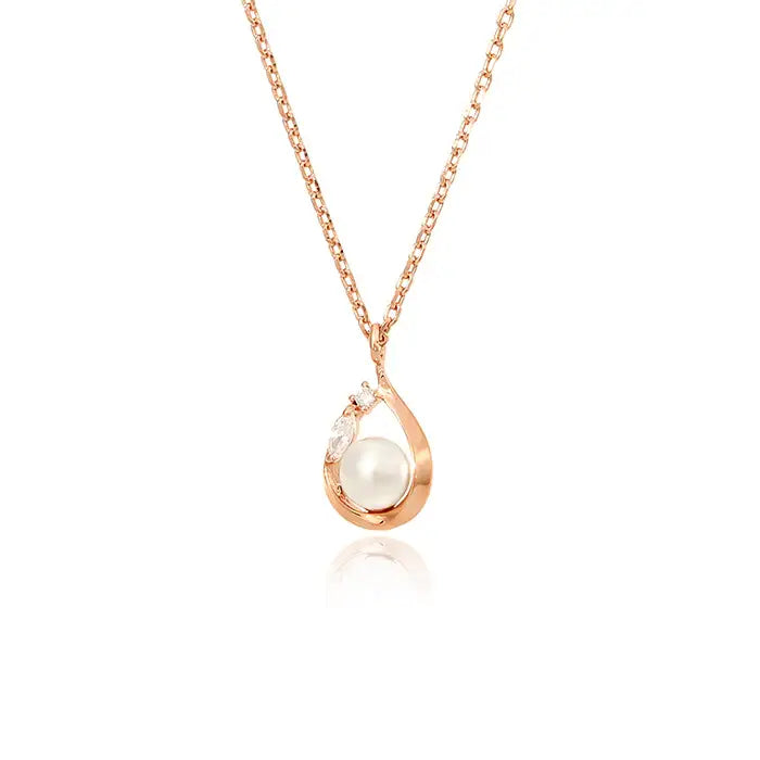 OST - Shining Pearl Rose Gold Necklace in Water Drops - OST - Jewelry - Harumio