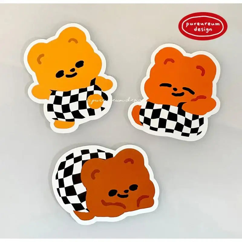 Pureureumdesign - Cupid Bear Checkerboard Removable Piece Sticker - Pureureumdesign - Stickers - Harumio