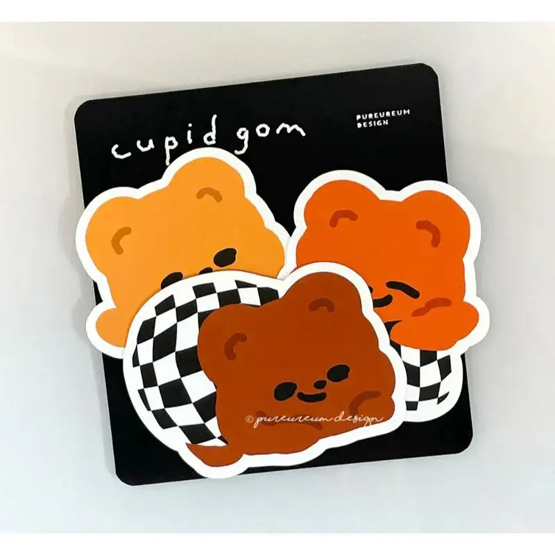 Pureureumdesign - Cupid Bear Checkerboard Removable Piece Sticker - Pureureumdesign - Stickers - Harumio
