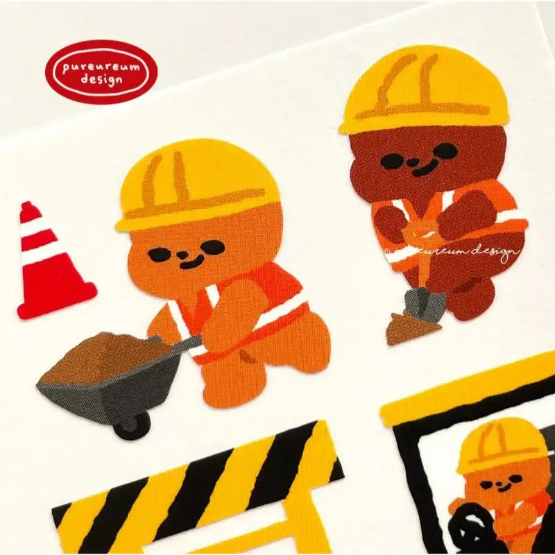 Pureureumdesign - Cupid Bear Construction Site Sticker - Pureureumdesign - Sticker - Harumio