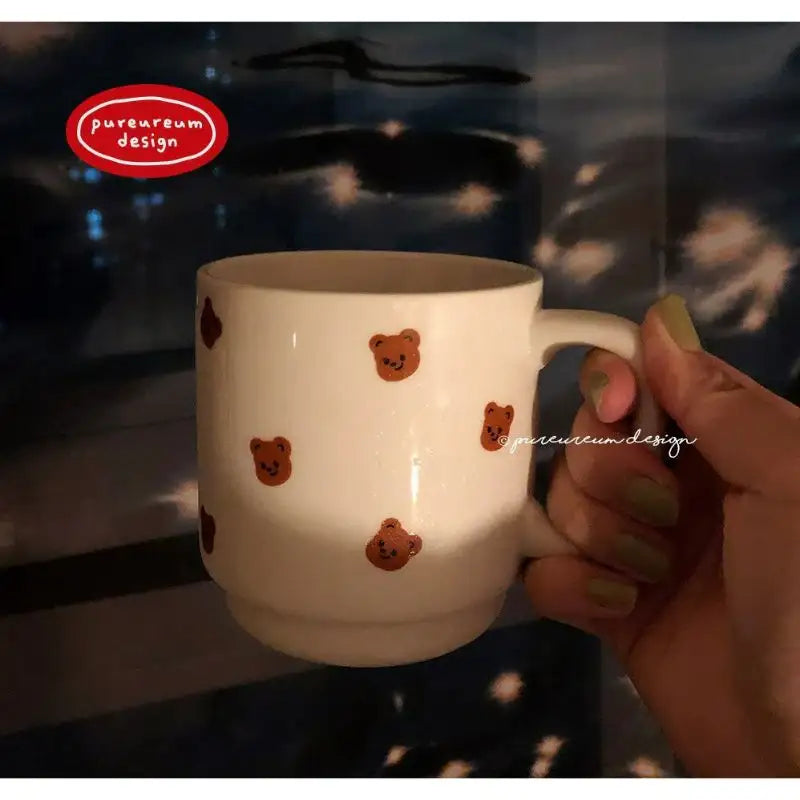 Pureureumdesign - Cupid Bear Pattern Mug - Pureureumdesign - Mug - Harumio