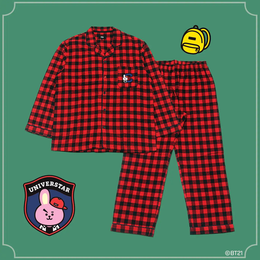 BT21 x Hunt Innerwear - Flannel Check Pajama Set - Cooky - BT21 - Pajama - Harumio