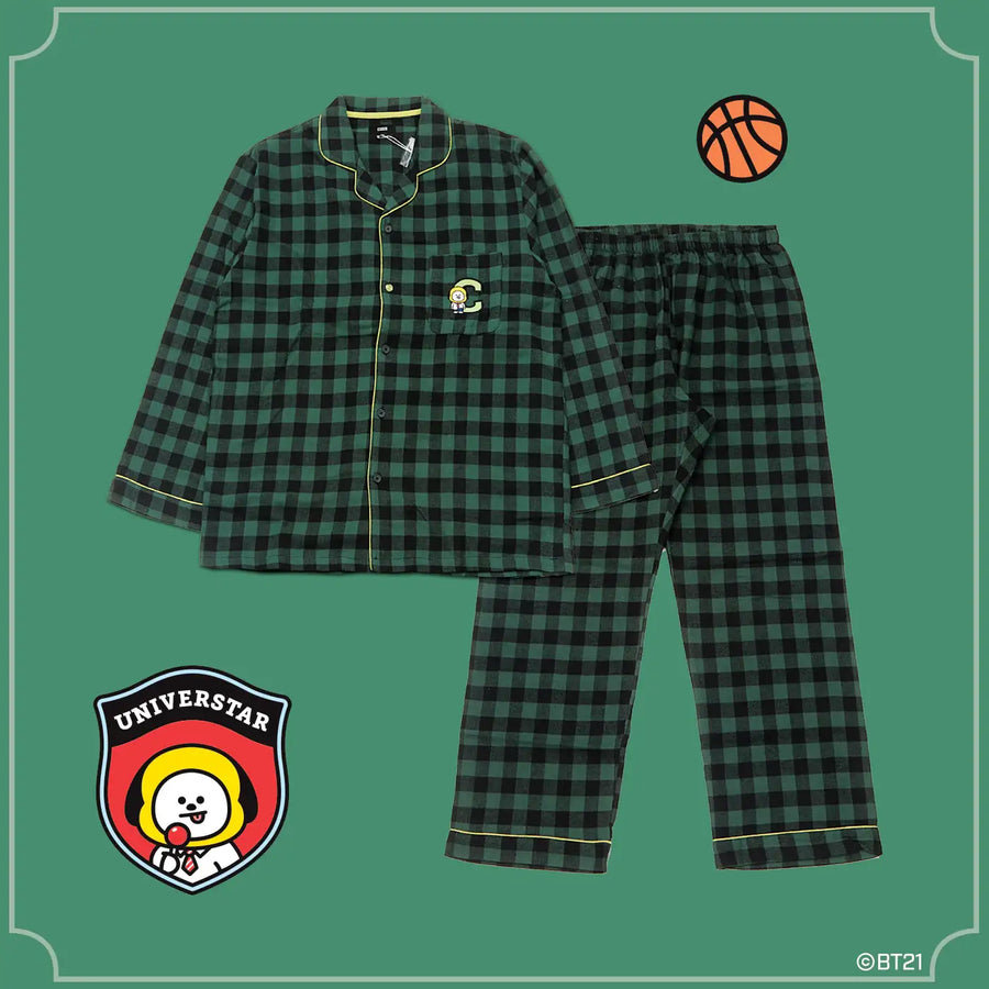 BT21 x Hunt Innerwear - Flannel Check Pajama Set - Chimmy - BT21 - Pajama - Harumio