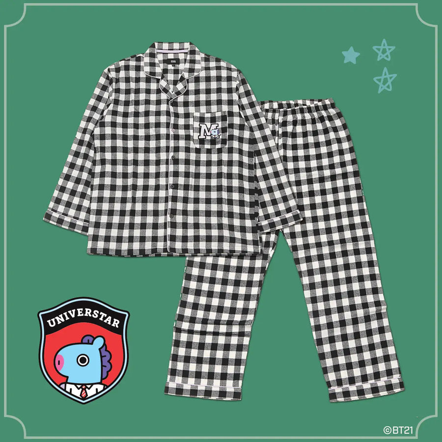 BT21 x Hunt Innerwear - Flannel Check Pajama Set - Mang - BT21 - Pajama - Harumio
