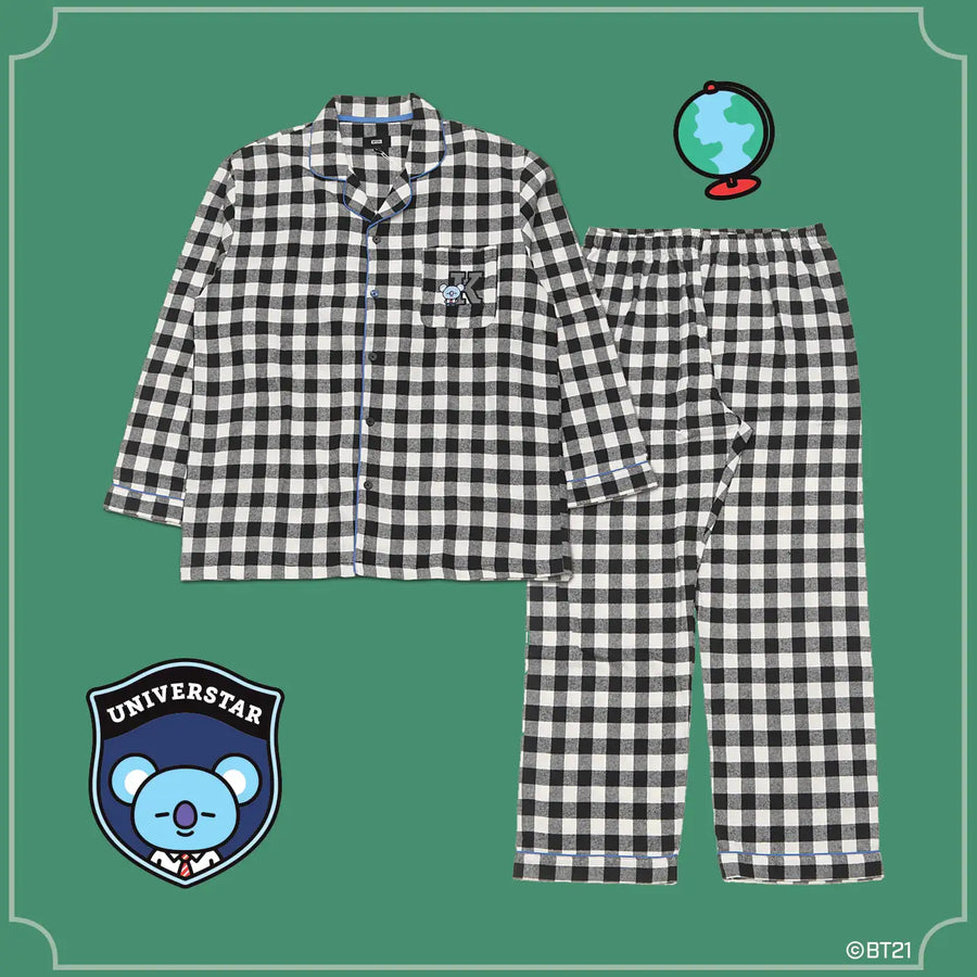 BT21 x Hunt Innerwear - Flannel Check Pajama Set - Koya - BT21 - Pajama - Harumio