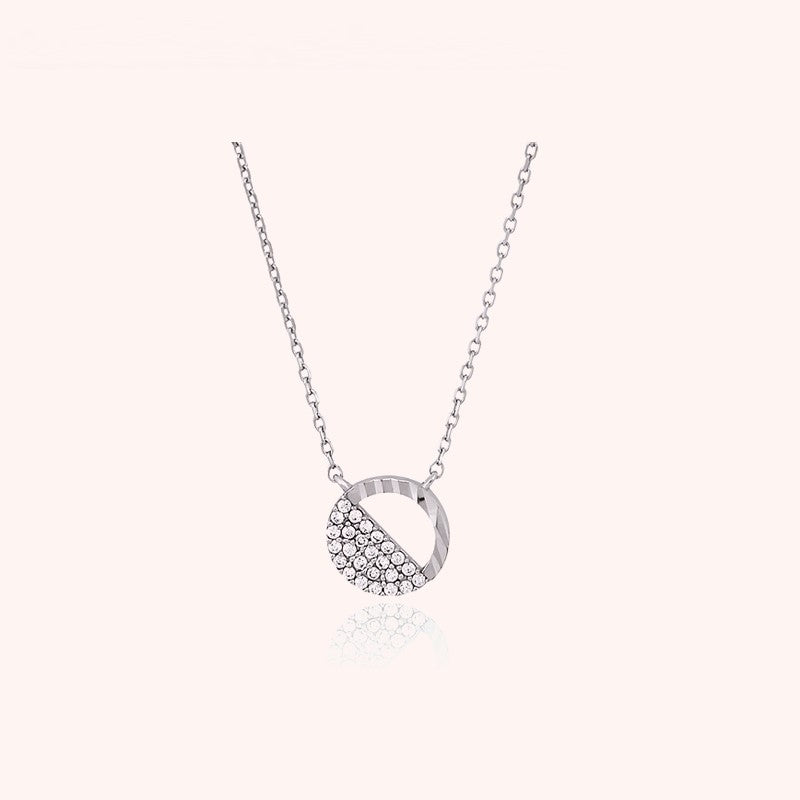 CLUE - Half Cubic Setting Silver Necklace