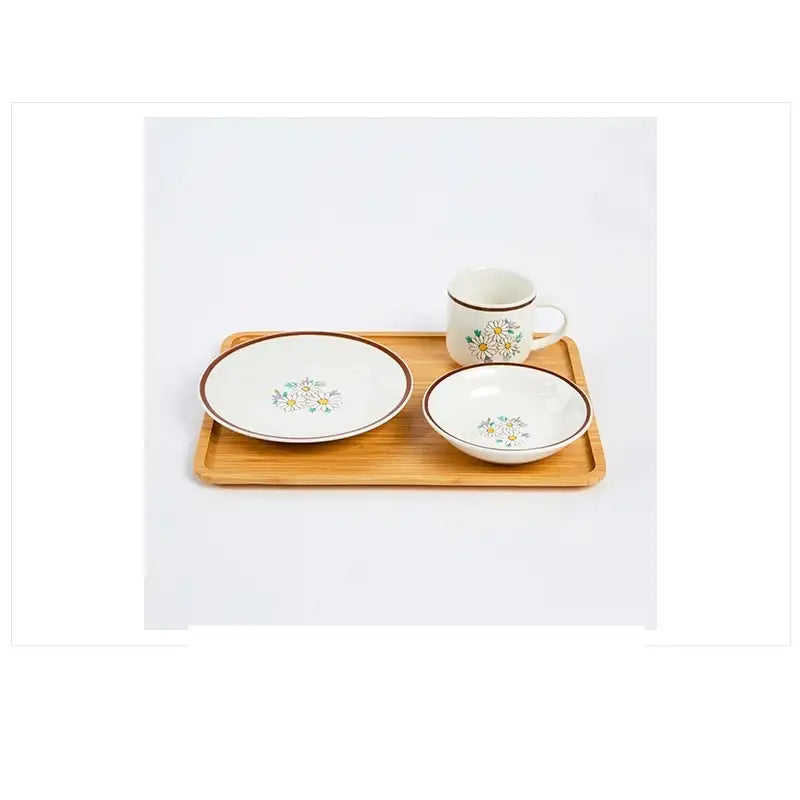 L Daisy Korean Brunch Set & Bamboo Tray - Modern House - Kitchenware - Harumio