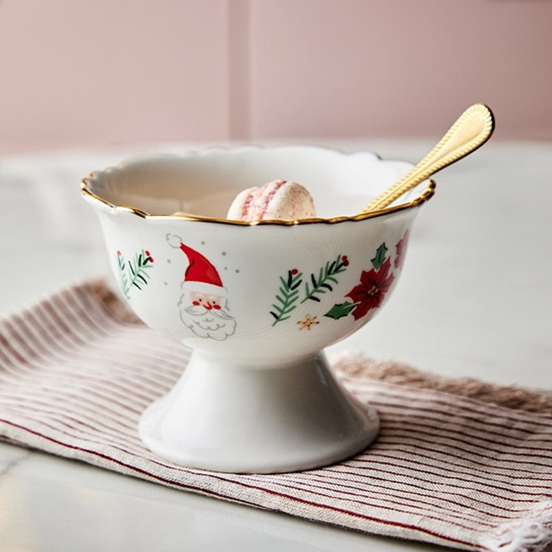 Korean Winter Story - Scallop Gold Rim Dessert Bowl
