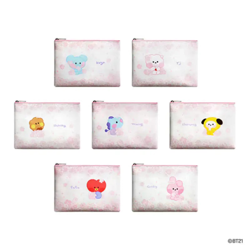 Monopoly x BT21 - Minini Flat PU Pouch - Cherry Blossom - Monopoly - Pouch - Harumio