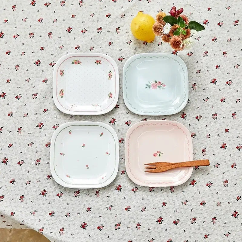 Korean L Rose in the Spring - Snack Tray 4P - Modern House - Tray - Harumio