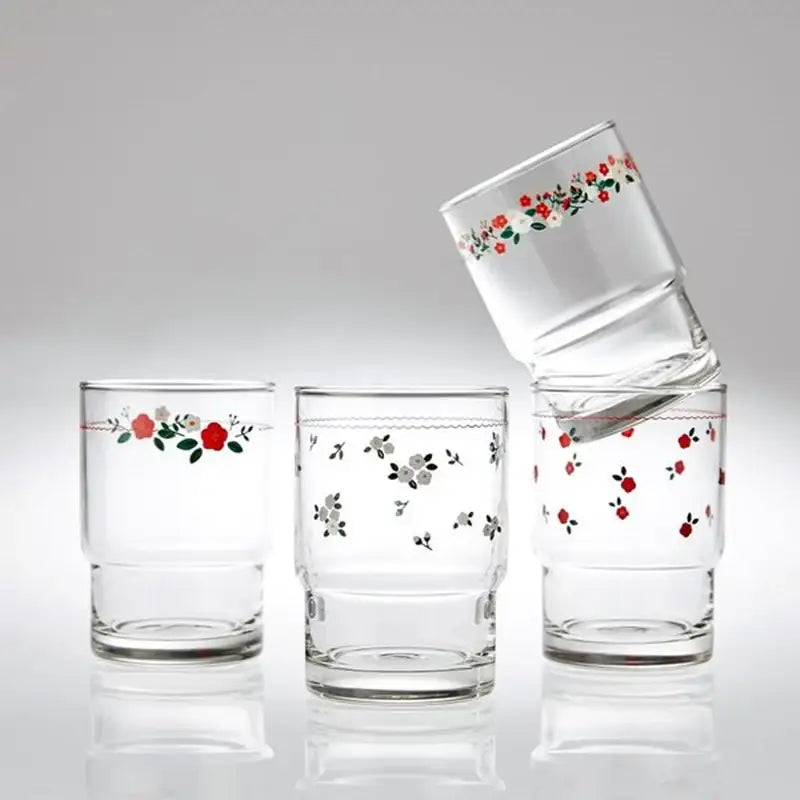 Korean L - Small Flower Garden Glass Cup 4P Set - Modern House - Glass Cup - Harumio