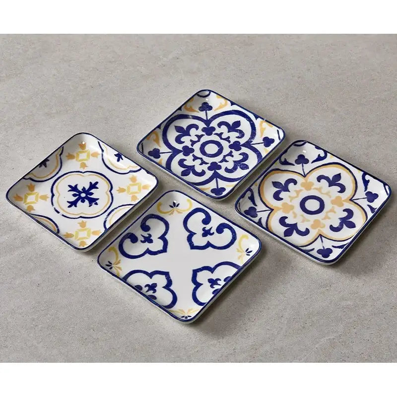 Korean Lemon Persian Square Plate 4P Set - Modern House - Kitchenware - Harumio