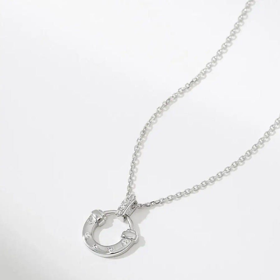 OST - Lucky Rock Horseshoe Stone Silver Necklace - OST - Jewelry - Harumio